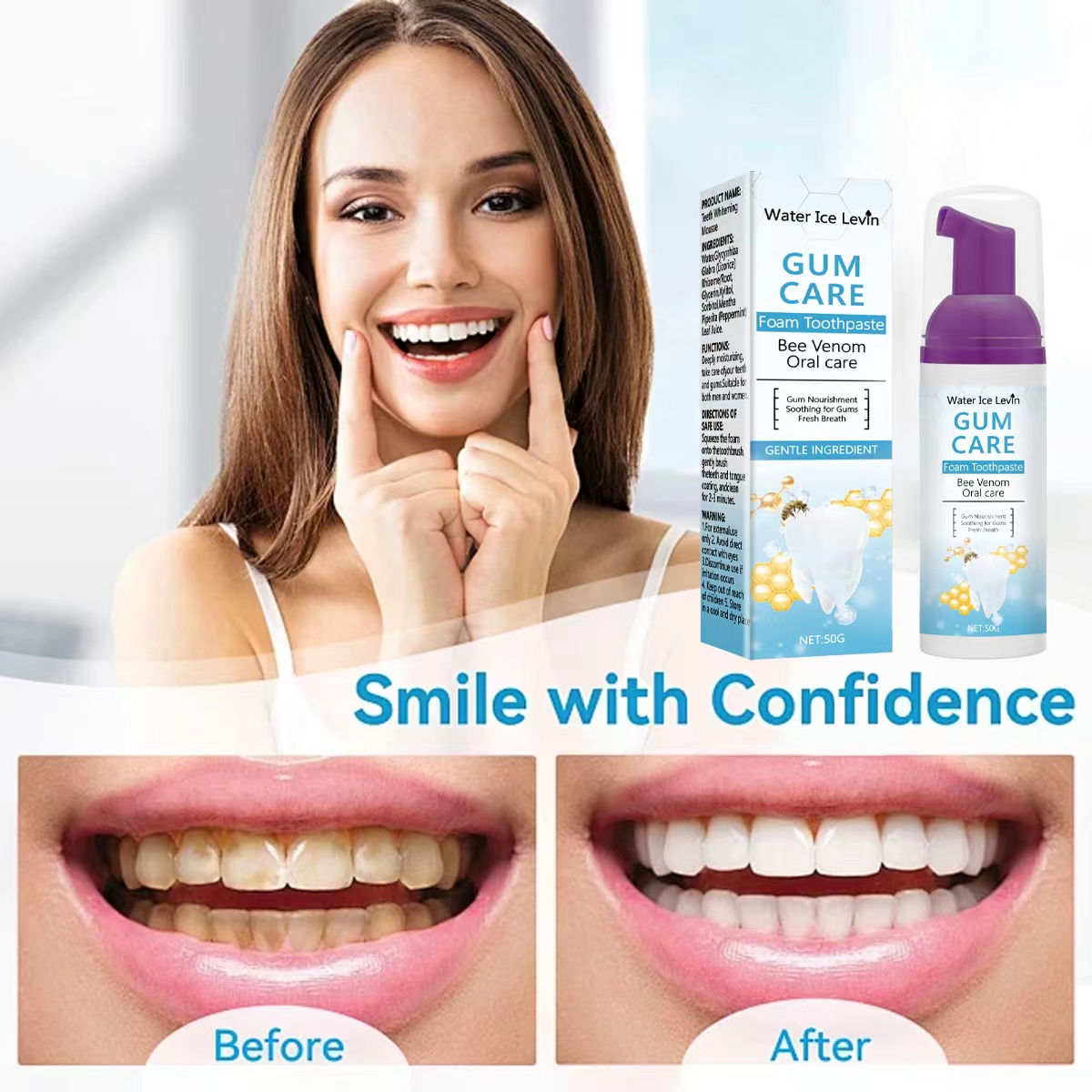 Water Ice Levin Gum Care Foam  - Teeth Whitening Xylitol Gum recension och pris