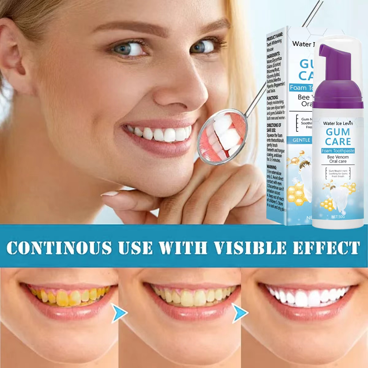 Water Ice Levin Gum Care Foam  - Teeth Whitening Xylitol Gum recension och pris