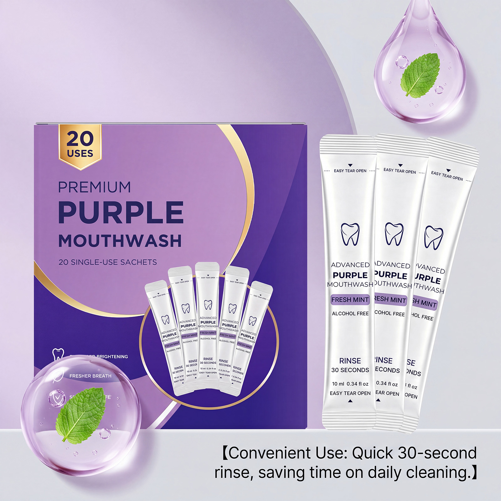 20/40 Pack Purple Mouthwash Fo - Teeth Whitening Mouthwash recension och pris